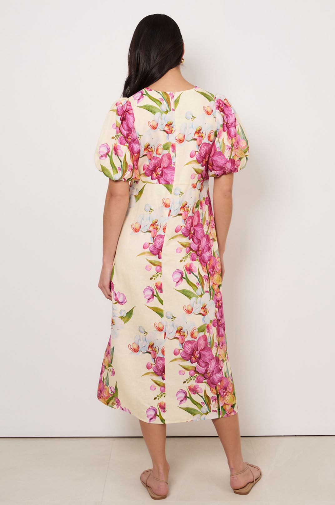 Marissa Tie Detail Linen Dress (Print)