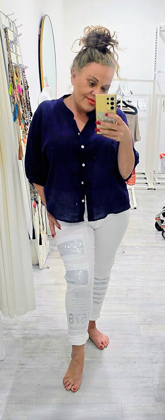 Bling jeans white