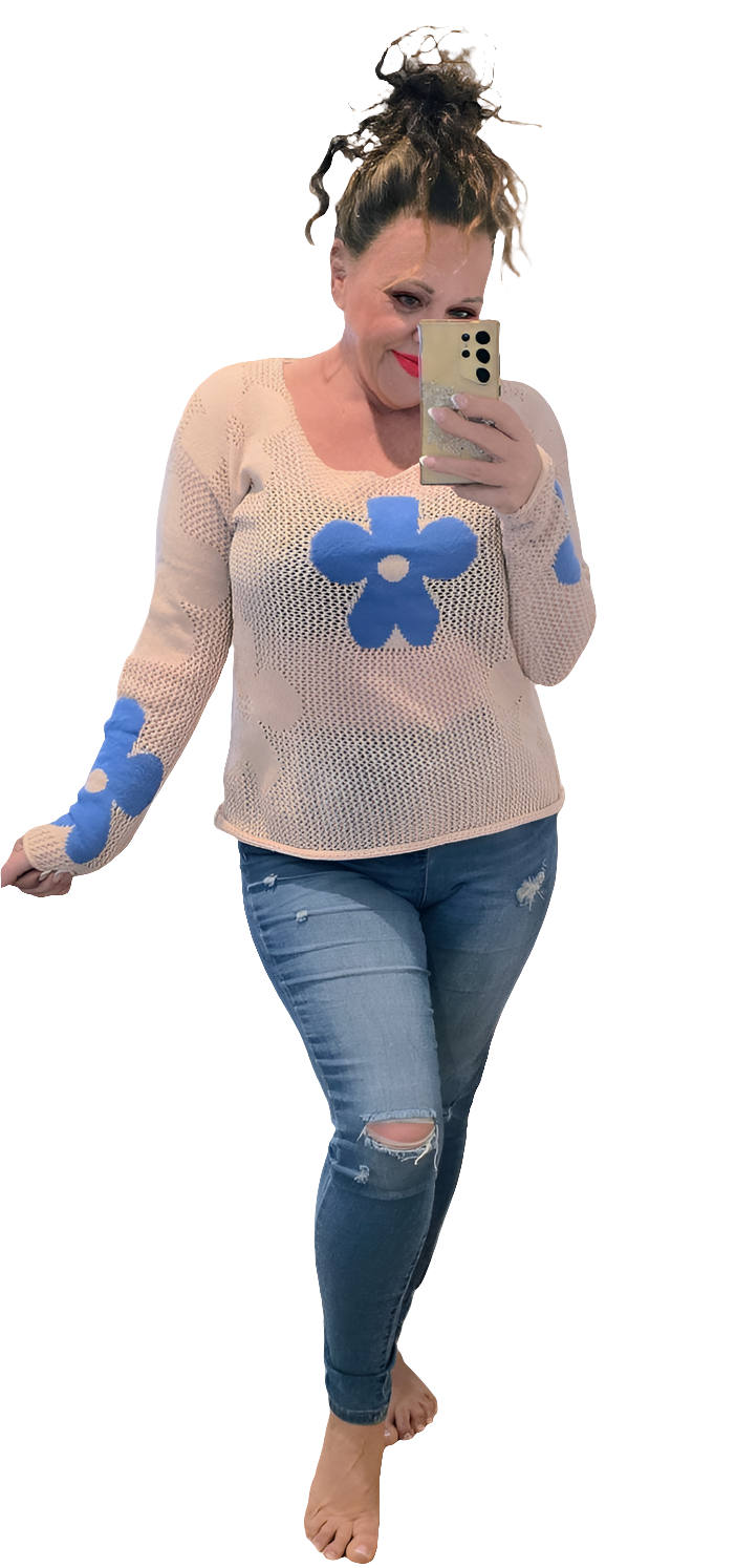 Flower Knit Blue