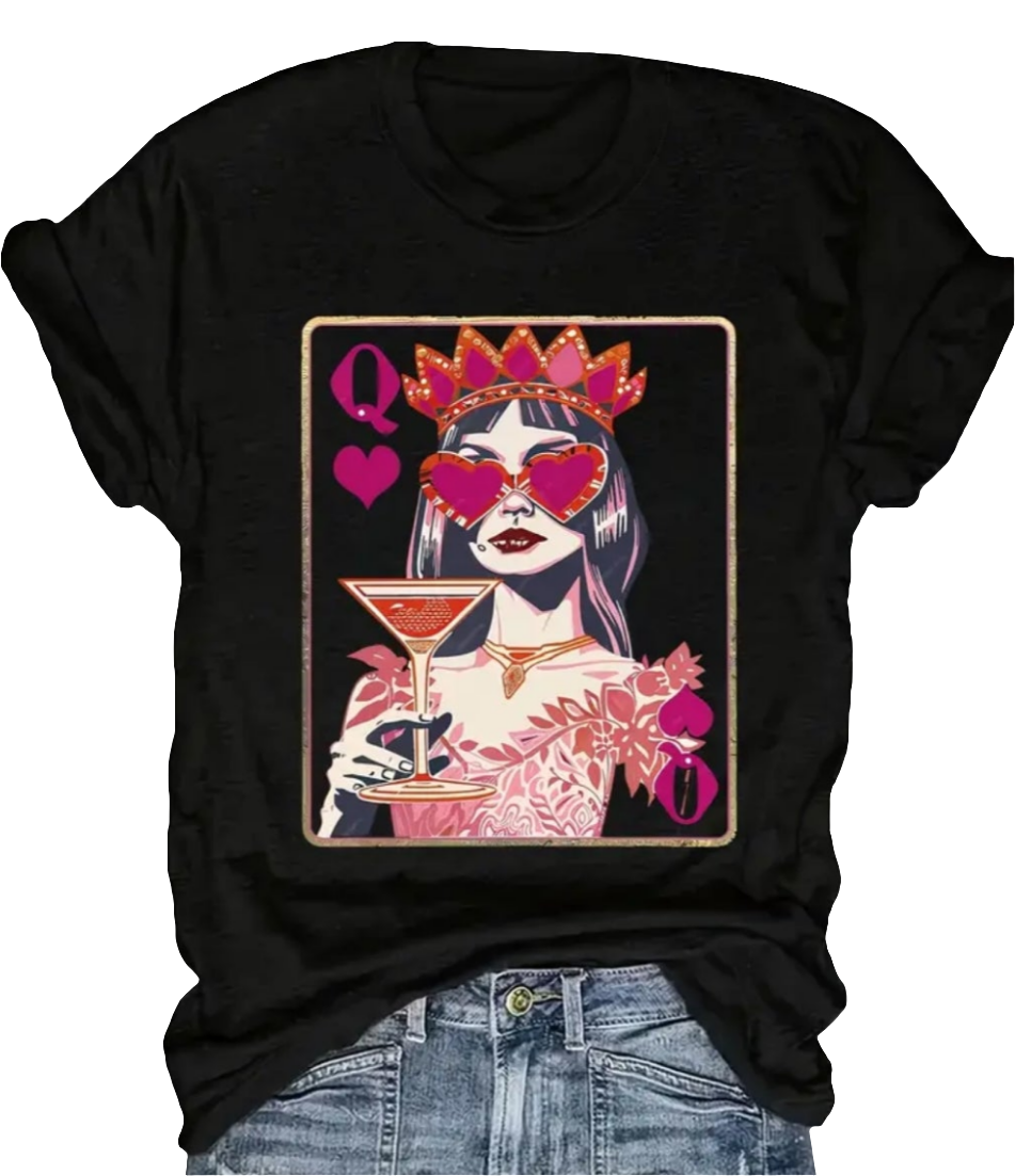 Queen Of Hearts T - Black