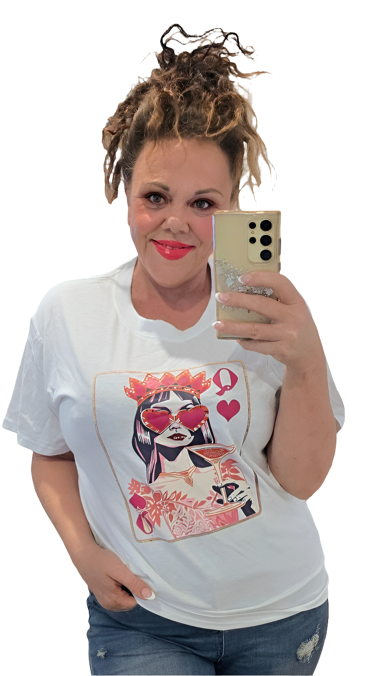 Queen Of Hearts T - White