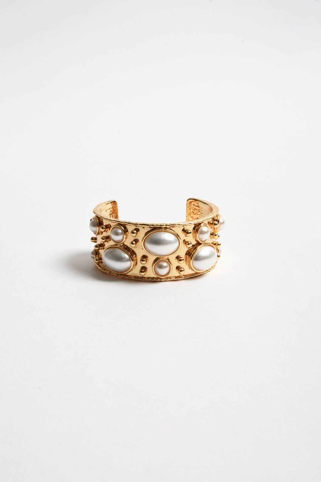 Faux Pearl Metal Statement Cuff (Cream)