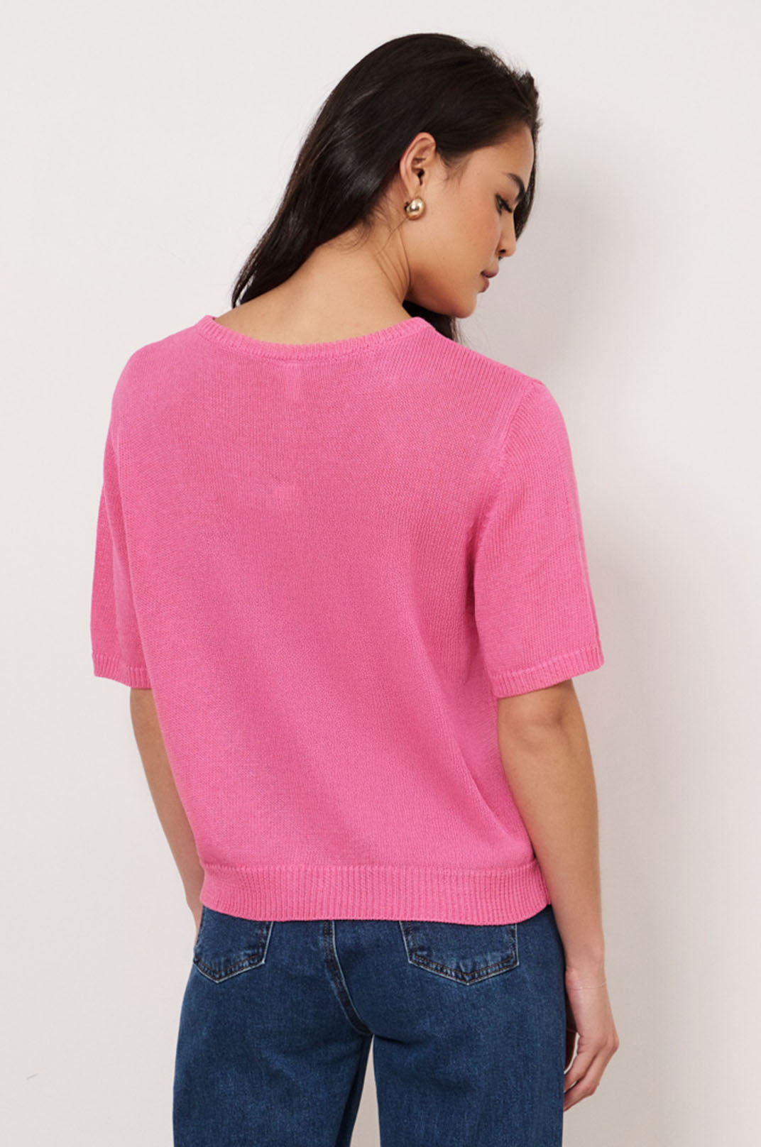 Lorelai Knit Short Sleeve Top (Pink)