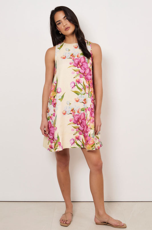 Cecelia A-Line Linen Dress (Print)