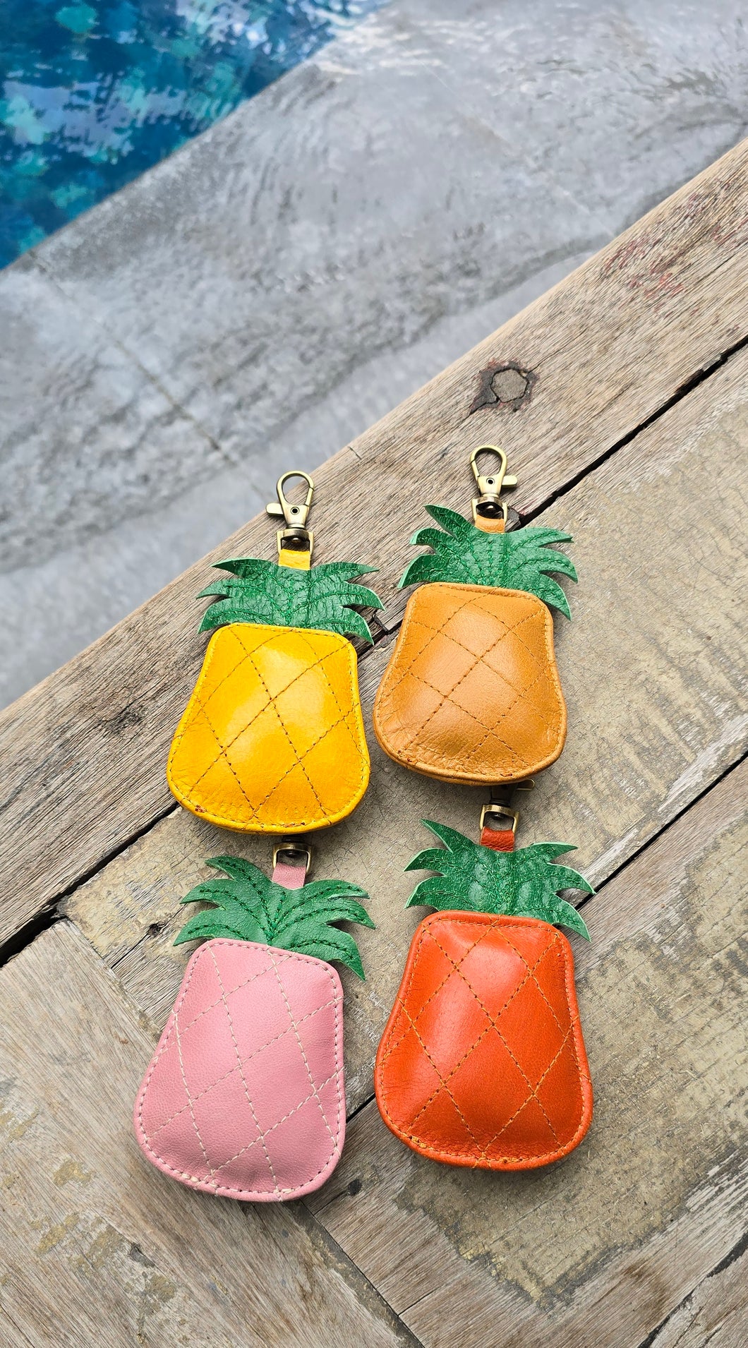 Leather Pineapple Key Ring