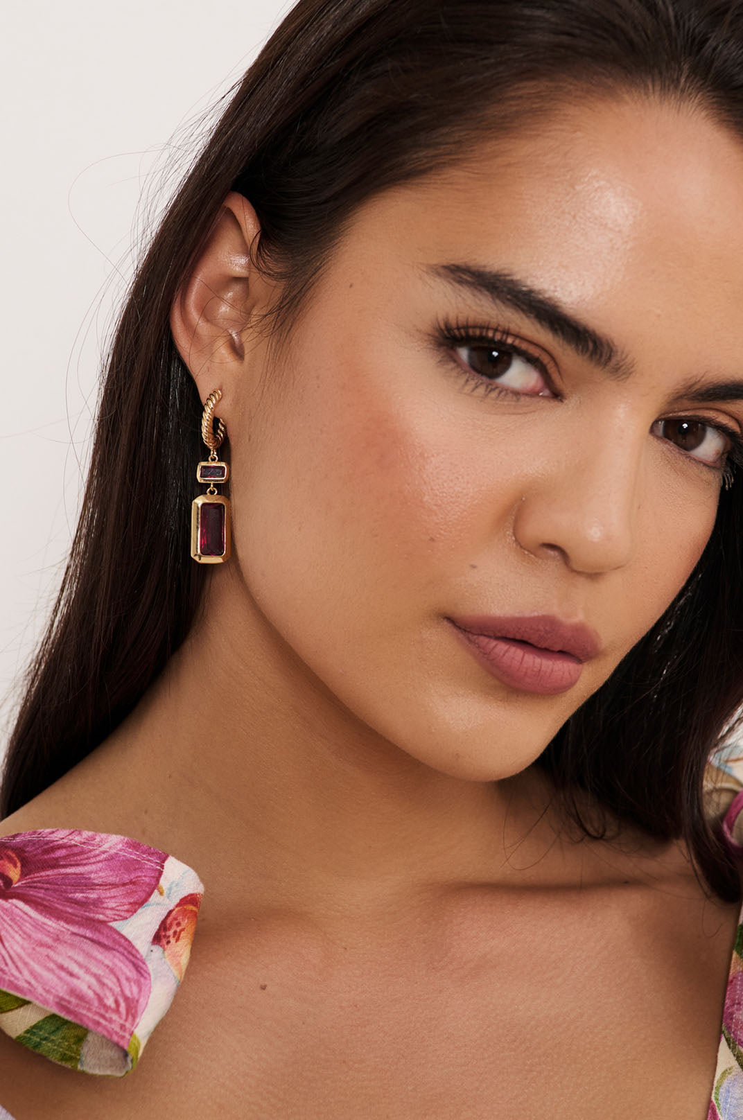 Rectangle Drop Twist Hoops (Hot Pink) $34.95